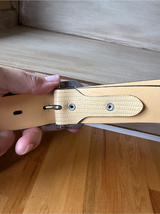 Ralph Lauren Denim Supply Leather Belt With Silver Buckle Ivory Grey Size XL main image 6